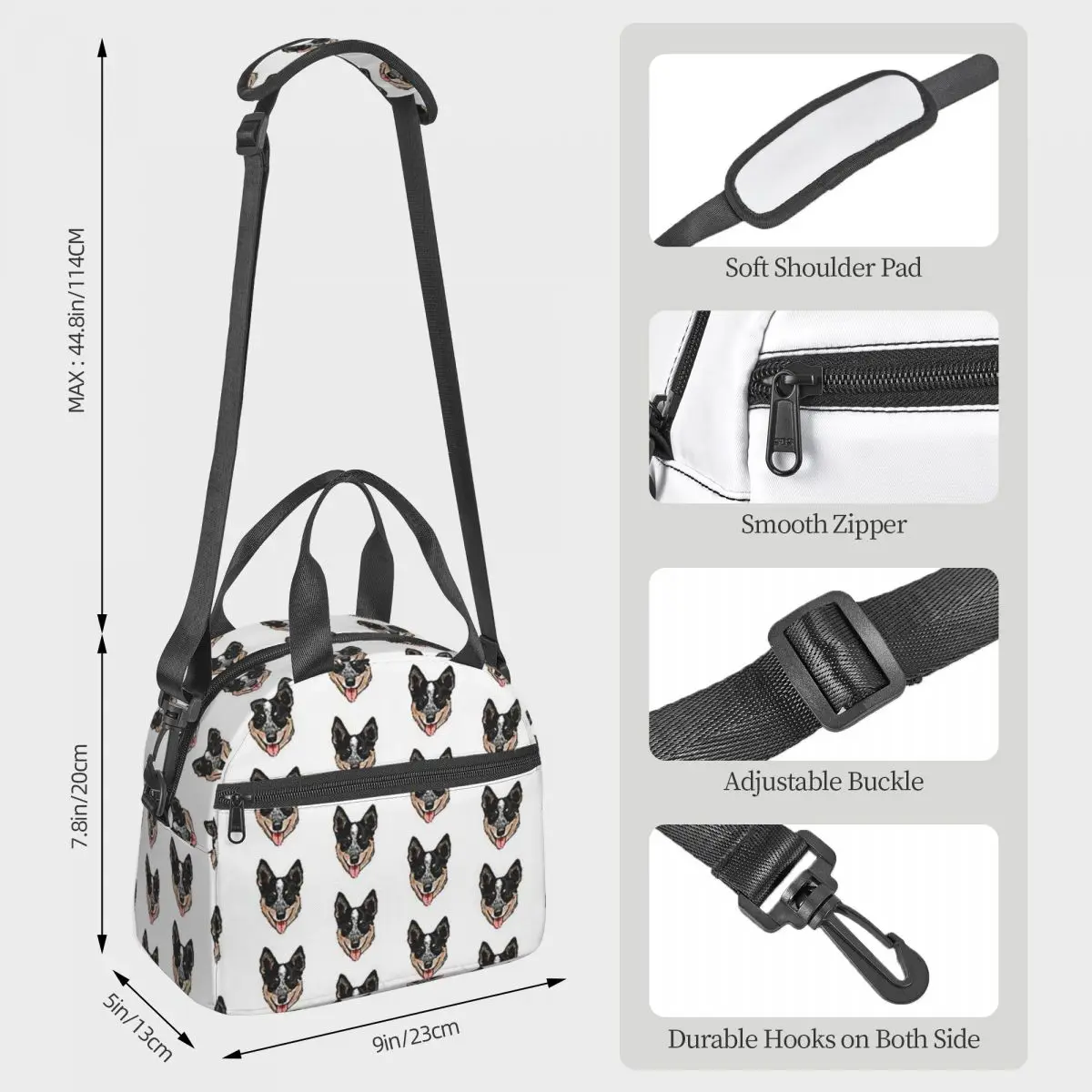 Australian Cattle Dog Lover, Blue Heeler Love Insulated Lunch Bag for Kids School Cooler Thermal Box Tote Portable Lunch Boxes