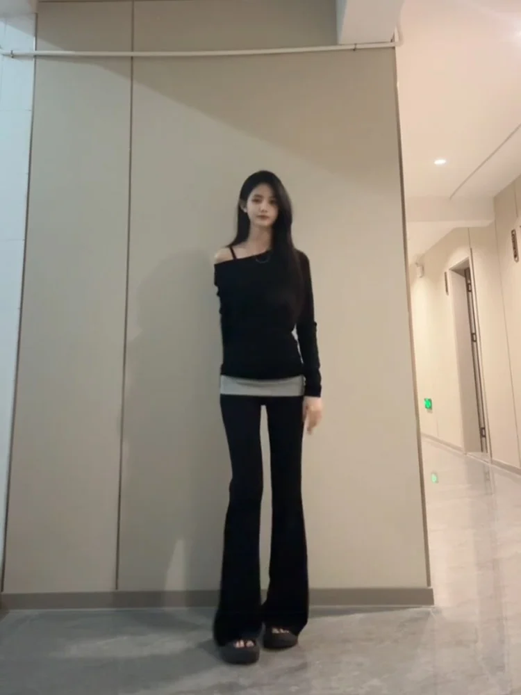 Damskie spodnie capri z niskim stanem, ocieplane, wyszczuplające, patchworkowe, w kontrastowych kolorach, wiosenne, modne, z wąskimi nogawkami.