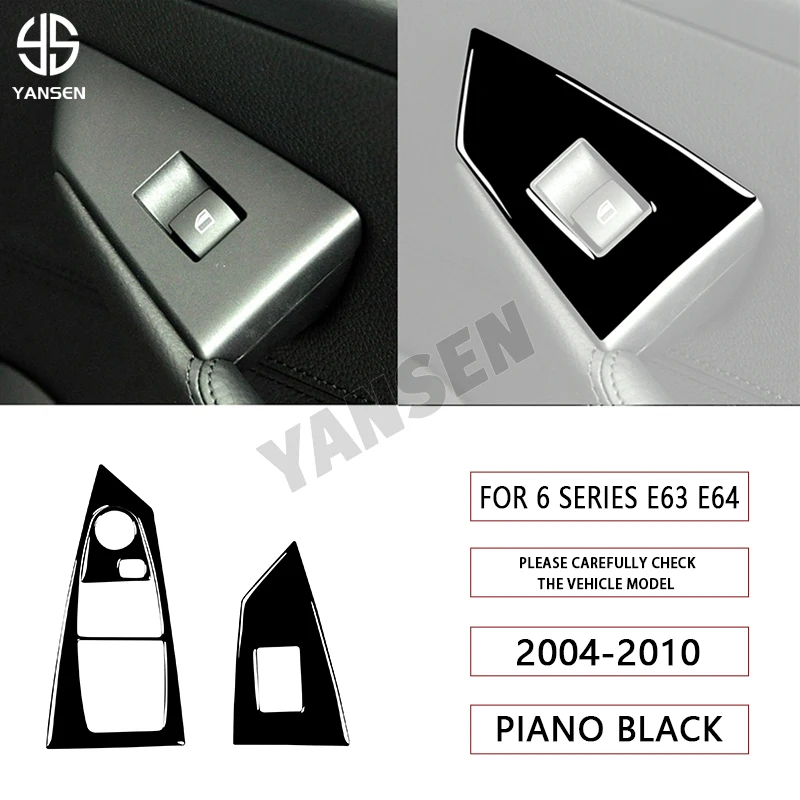 

Car Window Switch Door Console Panel Cover Piano Black Sticker For BMW 6 Series E63 E64 M6 2004-2010