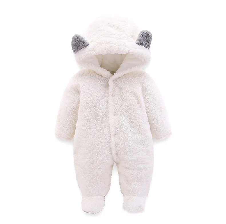 UNITIM 2025 الخريف الشتاء الوليد الطفل السروال القصير مقنعين سميكة الدافئة طفل الفتيات بذلة طفل الفتيان وزرة الرضع الصوف الزي #4