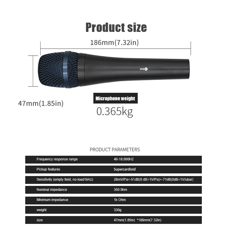 e 945 Dynamisches Nierenmikrofon für Live-Performance, Studioaufnahmen, Gesangsinstrument, Podcast, hochwertiger Klang