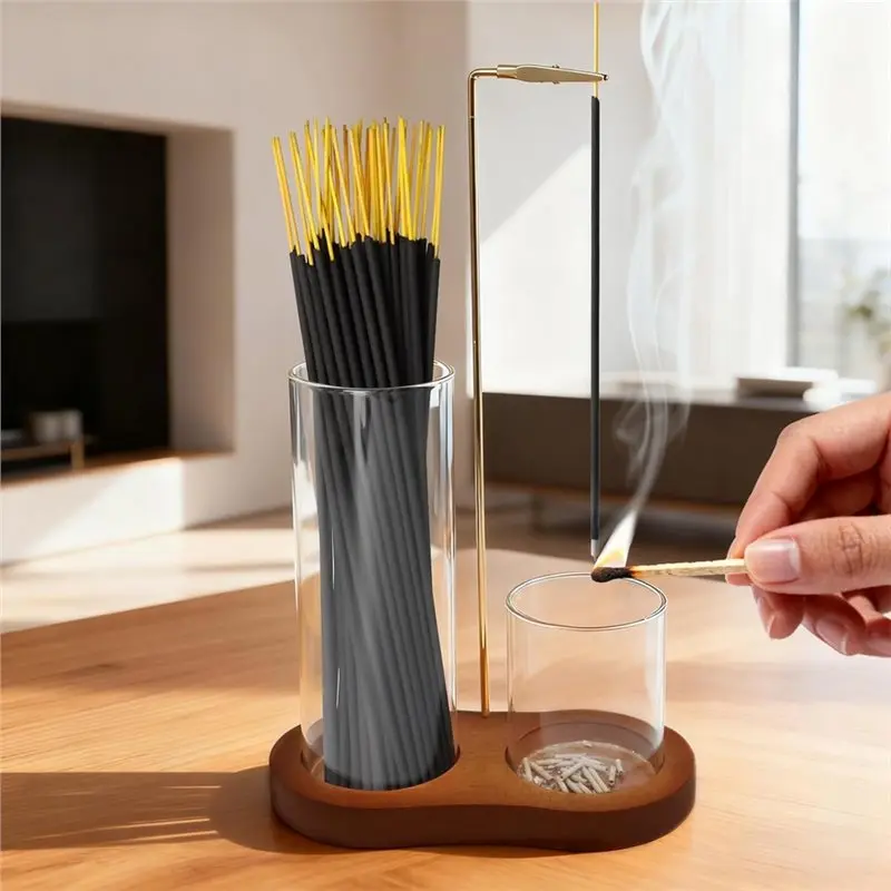 ABJO-Meditation Yoga Spa Gift For Women- 2 In 1 Incense Sticks Burner Featuring Glass Ash Catcher& Stick Storage, Room Decor
