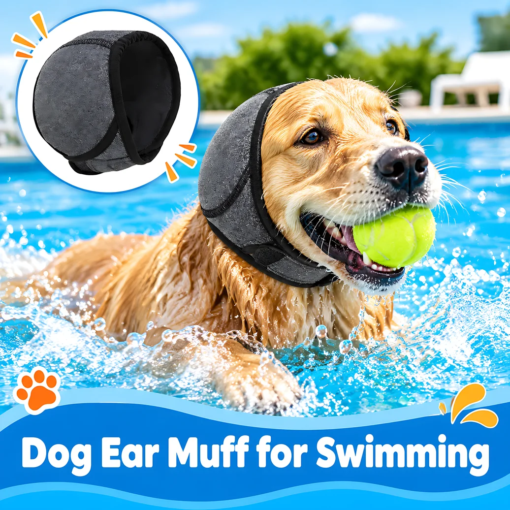Wasserdichte Hundeohrenschützer, Geräuschreduzierende Haustier-Ohrenschützer zum Schwimmen & für die Fellpflege, Angstlindernde Ohrenschützer für Hunde, Komfort