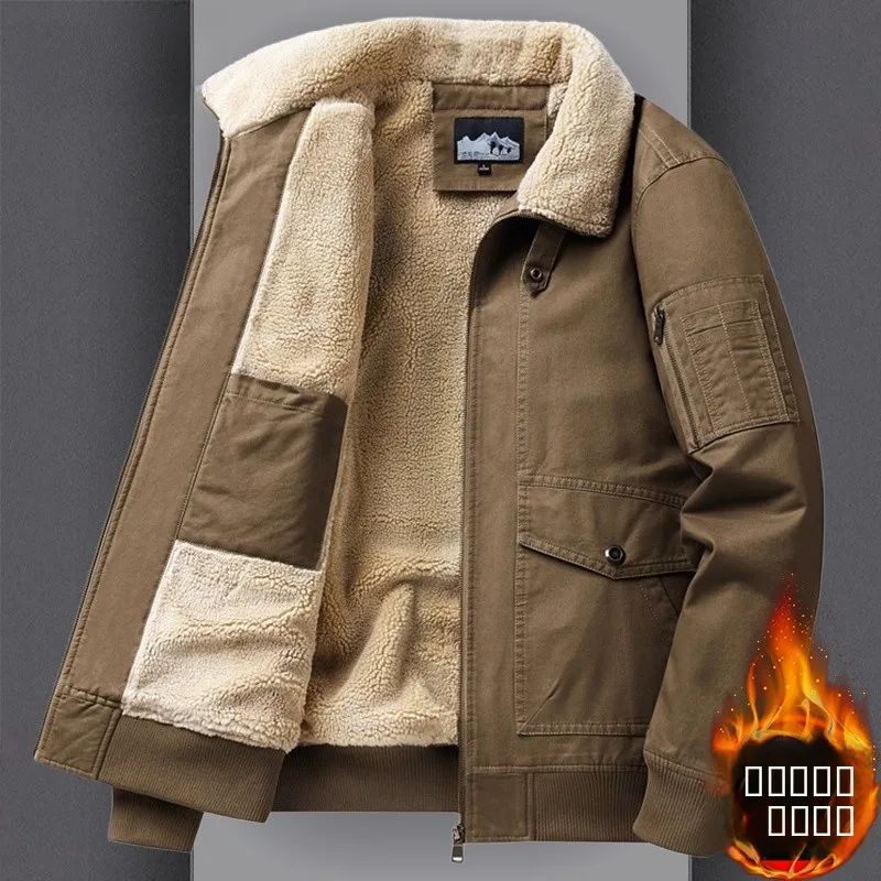 

Winter Thiened Pure Cotton Workwear Jaet Men's Fce Lined Loose Large Size Cotton Coat Warmth Insulation Clothing