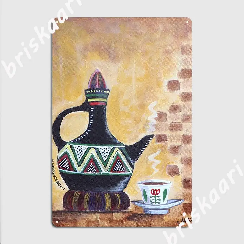 Habesha Jebena And Finjaan Traditional East African Coffee Painting Poster Metal Plaque   Mural Painting   Party Printing