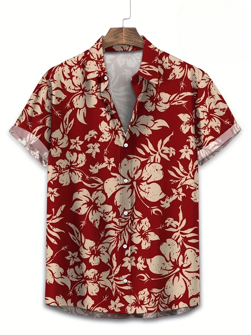 قمصان الأزهار الرجالية هاواي عطلة حزب بلوزة 2025 التلبيب قميص الشاطئ زهرة قمصان قصيرة الأكمام الملابس النسائية #1