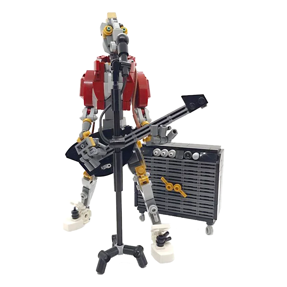 

Gobricks MOC Rockerbot Music Bricks Model Guitar Player Audio and Microphone Rock Band Play Building Blocks Set Toys For Gift