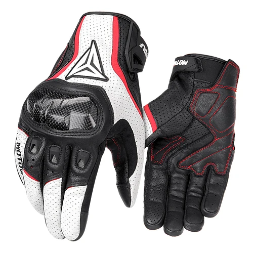 Imagen 2 del producto Guantes de carreras para motocicleta, Guantes de cuero para hombre, Guantes transpirables de verano para Moto, Guantes protectores para ciclismo de Motocross