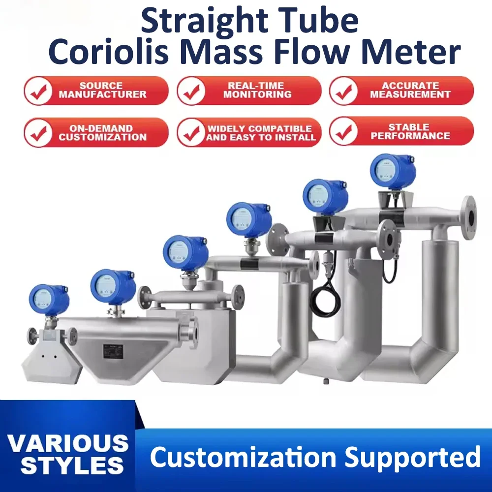 0.2% High Accuracy Straight Tube Coriolis Mass Flow Meter Density Meter for Liquid Gas Lab Industrial Flow Measurement