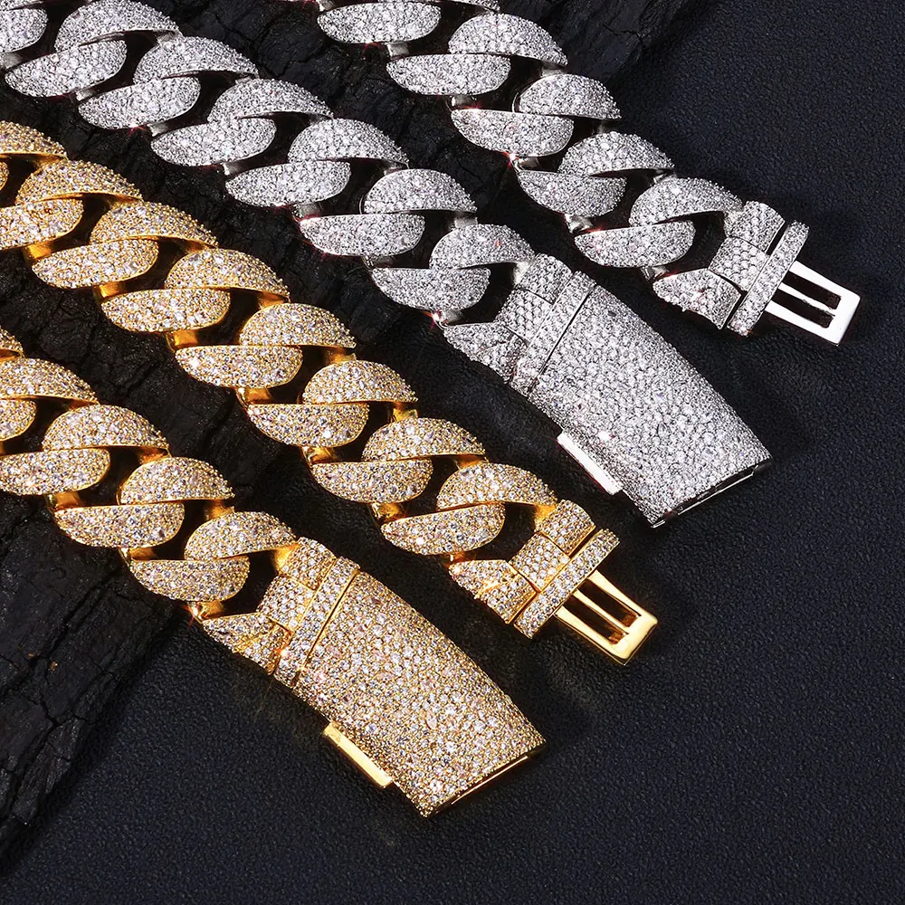 22mm Heavy Cuban Chain Necklace with CZ - close-up view