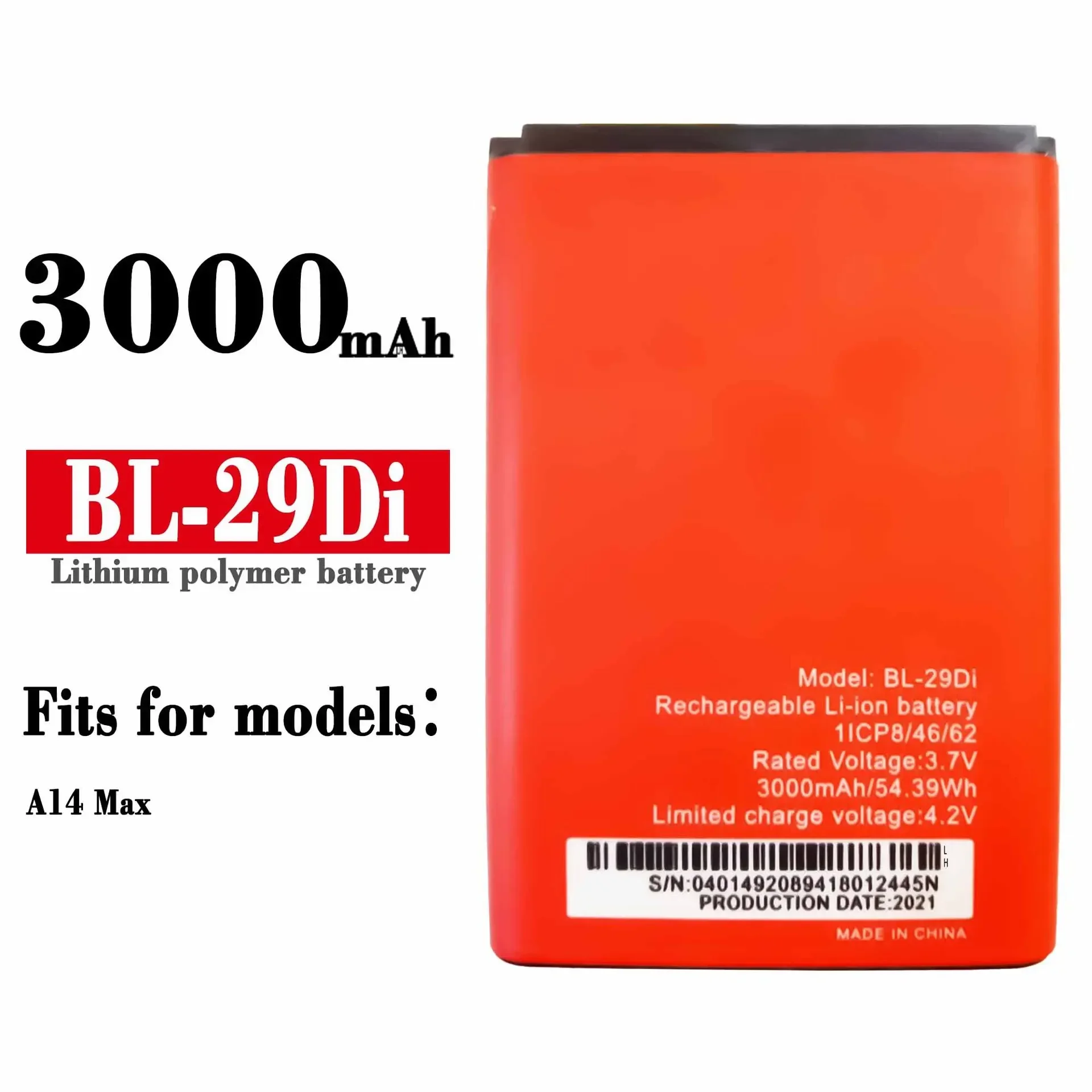 

Сменный аккумулятор для мобильного телефона BL-29Di для Itel A14 Max BL-29Di, 3000 мАч, новый встроенный аккумулятор большой емкости