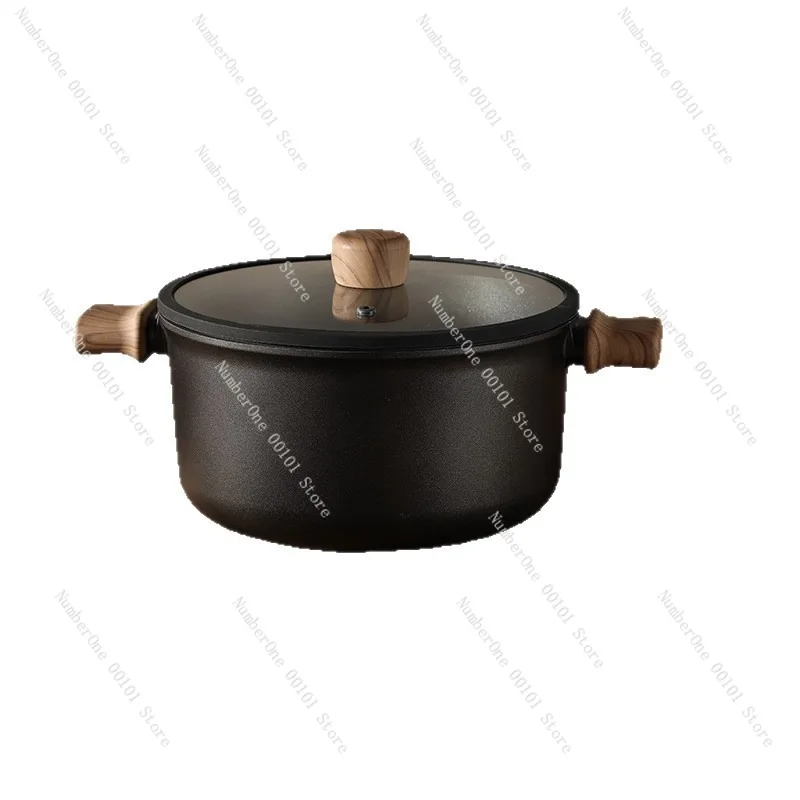 Non Stick Cooking Pot Titanium Soup Pot Stewing Pot Double Ear  Induction Gas Cooker Compatible Kitchen Cookware