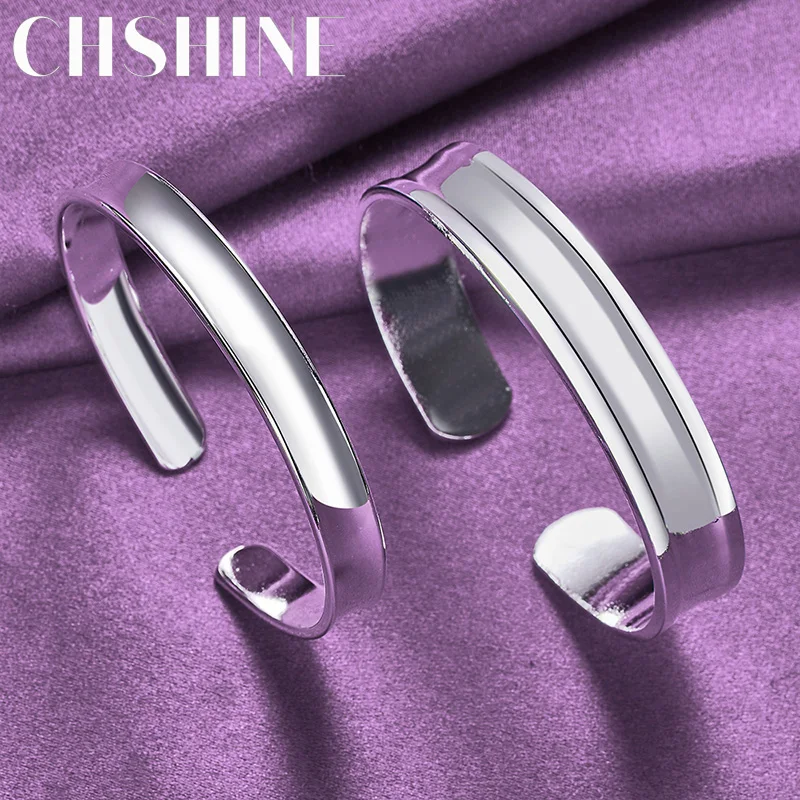 

CHSHINE 925 Sterling Silver 8mm 12mm Adjustable Bracelet Bangle Fashion Charm Jewelry Sets For Women Men Wedding Party Gifts