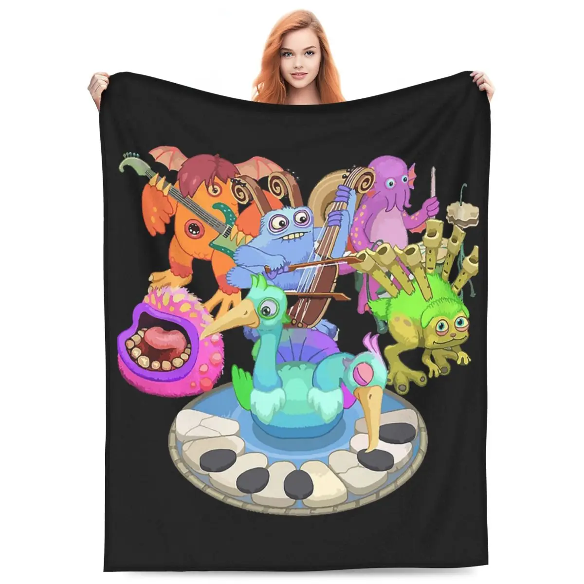 My Singing Monster Cartoon Blankets Flannel Sofa Throw Blanket Lightweight for Couch Bedding Office Throws Bedspread Quilt