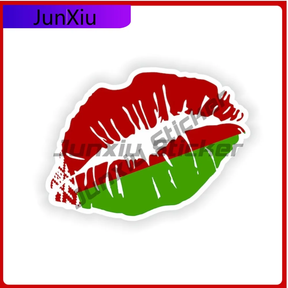 

Belarus Flag Lips Shape With National Emblem Vinyl Decals Camper Decals Camping Car Decoration Stickers Outside Refit Guitar Acc
