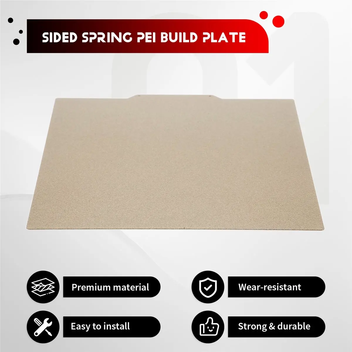 TCE PEI Sheet Build Plate 250x250mm Double Sided Spring Steel Sheet Textured PEI Build Plate for QIDI Q1 Pro
