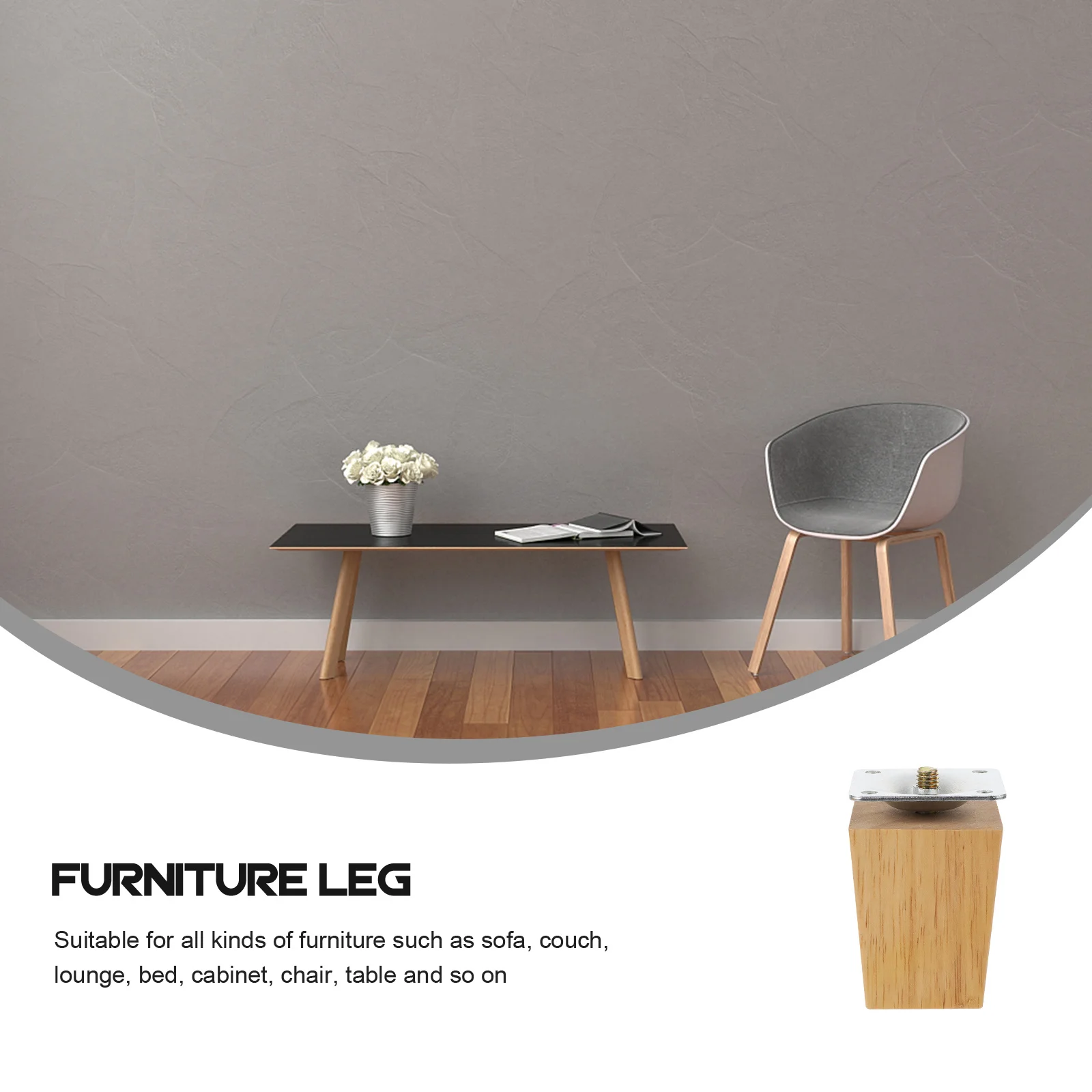 4 Stück Holzmöbelbeine, natürliche Farbe, Massivholzmaterial, Sofa, Bett, Tisch, Stuhl, Stützfüße, höhenverstellbar, Heimdekoration