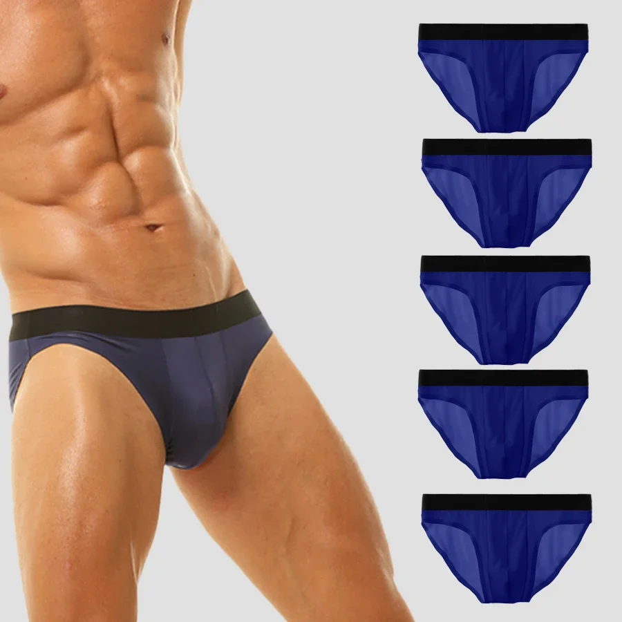 

5PCSMen's underpants with ice thread and no trace, ultra-thin, breathable summer men's triangular inner pants, men's transparent