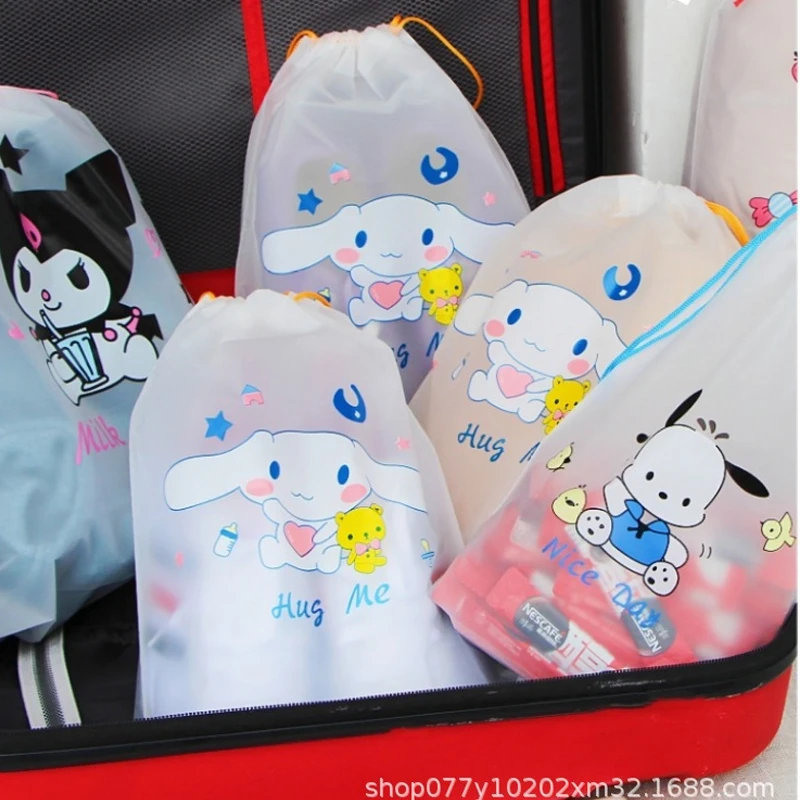 4Pcs Sanrio mymelody Kuromi Cinnamoroll Drawstring Shoes Underwear Travel Sport Storage Bags PVC Bags Organizer Clothes Packing