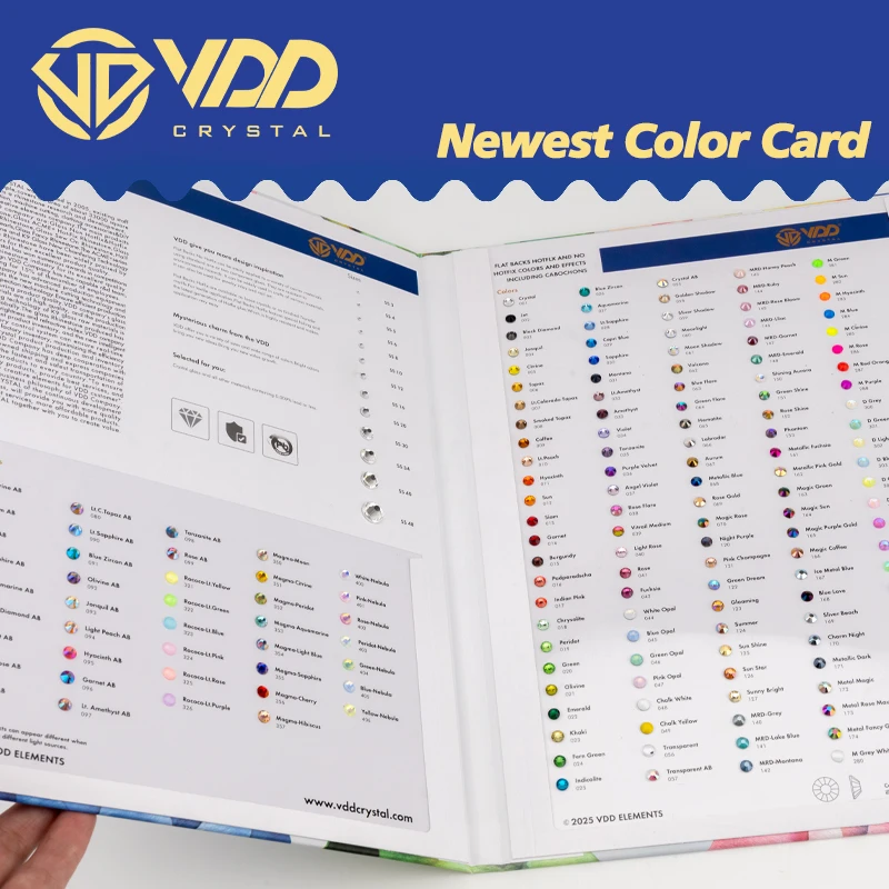 VDD 2025 Newest Color Chart Card AAAAA Crystal Rhinestone High Quality Hot Fix/Non Hotfix Stone For Compare Choose Various Color