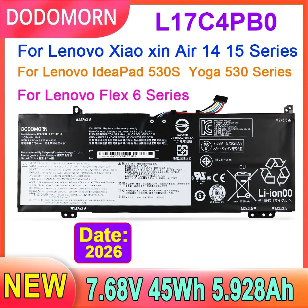 Batería L17C4PB0 para ordenador portátil, pila para Lenovo Xiaoxin Air 14ARR 14IKBR 15ARR 15IKBR Ideapad 530s-14IKB 530s-15IKB 7,68 V 45Wh 5.928Ah, novedad