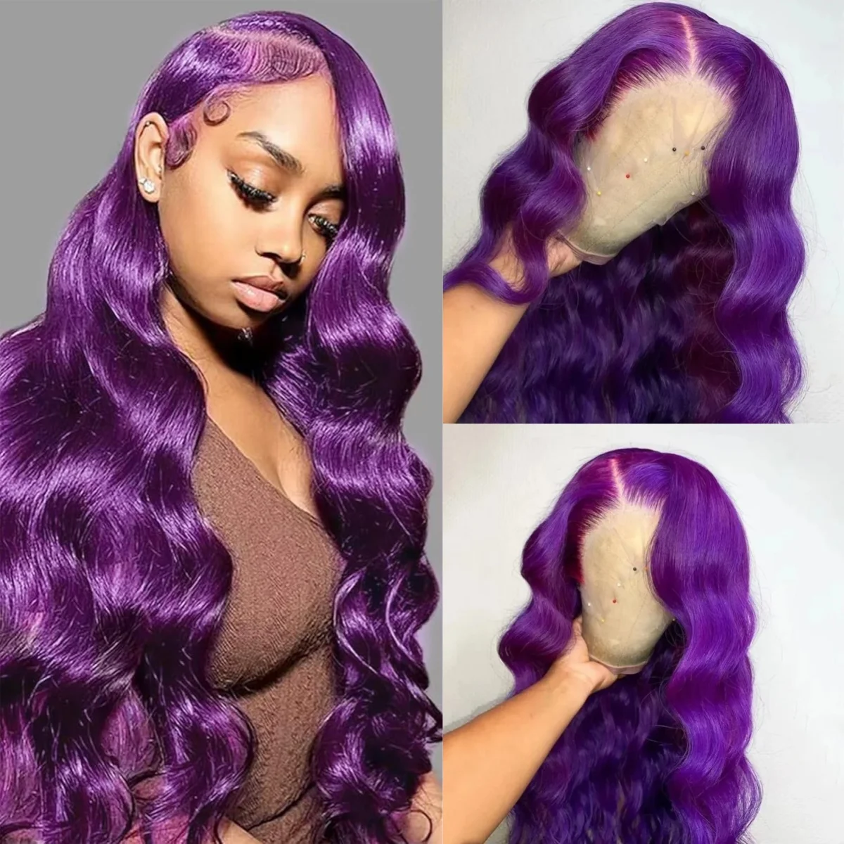 

Purple Lace Wig Body Wave Lace Front Wigs Free Part Synthetic Frontal Wig Heat Resistant Synthetic Hair Daily Cosplay For Women