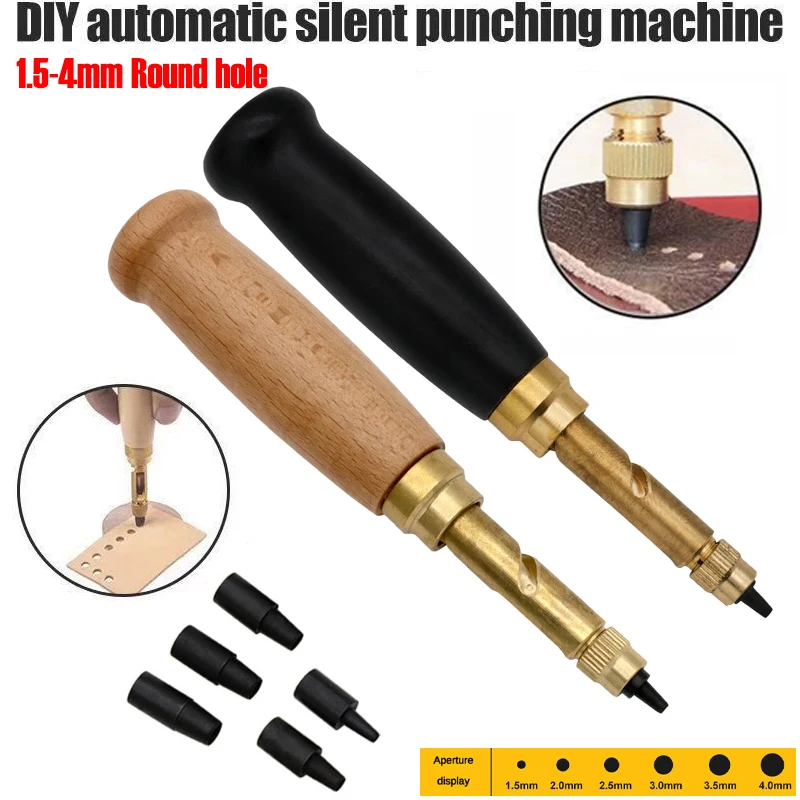 1.5-4mm Automatic Belt Hole Punch Set Paper Leather Reaming Drill Bit Crafts Wallet Watch Strap Awl Reamer DIY Hand Tools