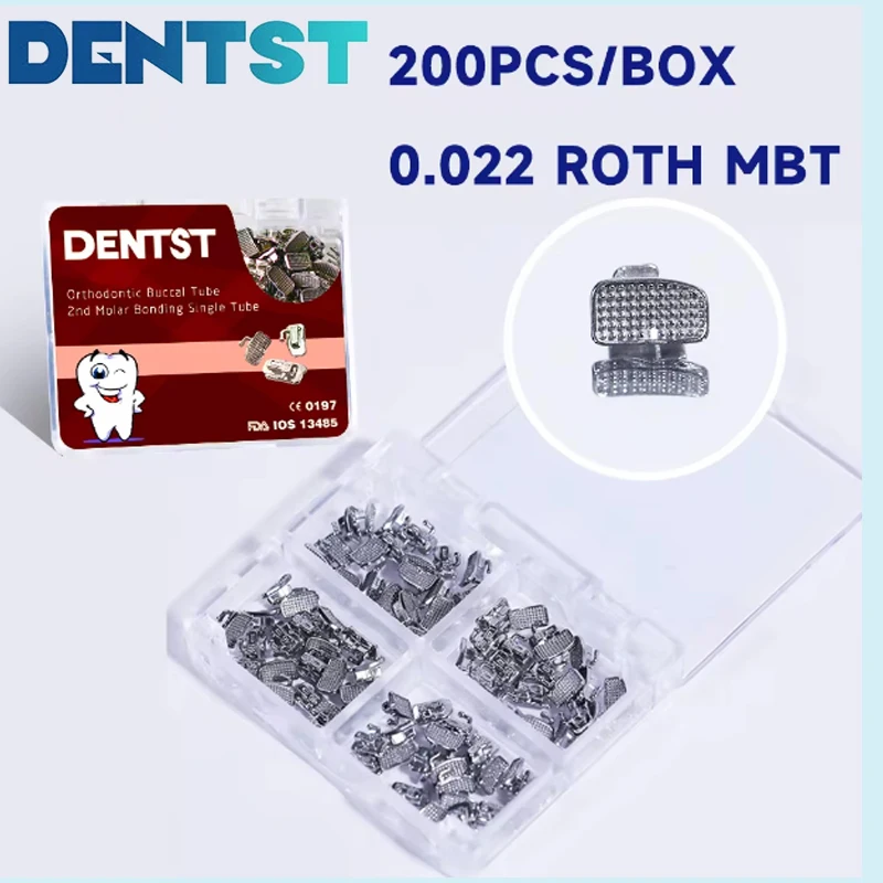 80pcs Dental Orthodontic 1st/2nd Molar Buccal Tube Bonding Single Tube MBT/ROTH No-Conve Buccal Tube Dental Tube Material