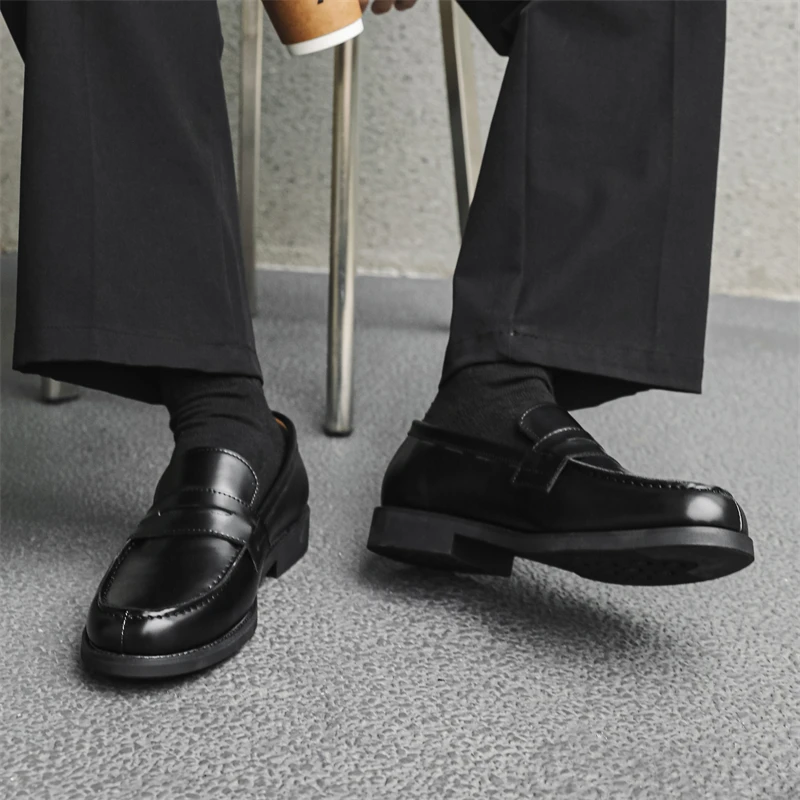 

Men Business Loafers Men One-foot Casual Comfortable Breathable Fashionable Brand Leather Shoes British-style High Formal Shoes