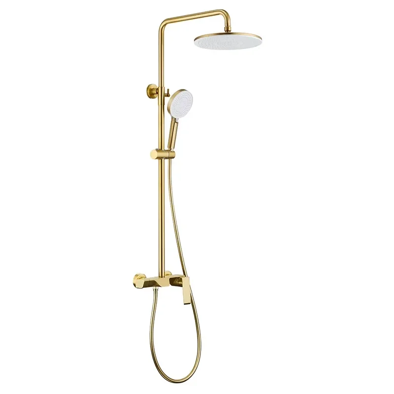 Waterfall Classical Rainfall Exposed Shower Set Brass Rainfall Brushed Gold Exposed Shower Mixer
