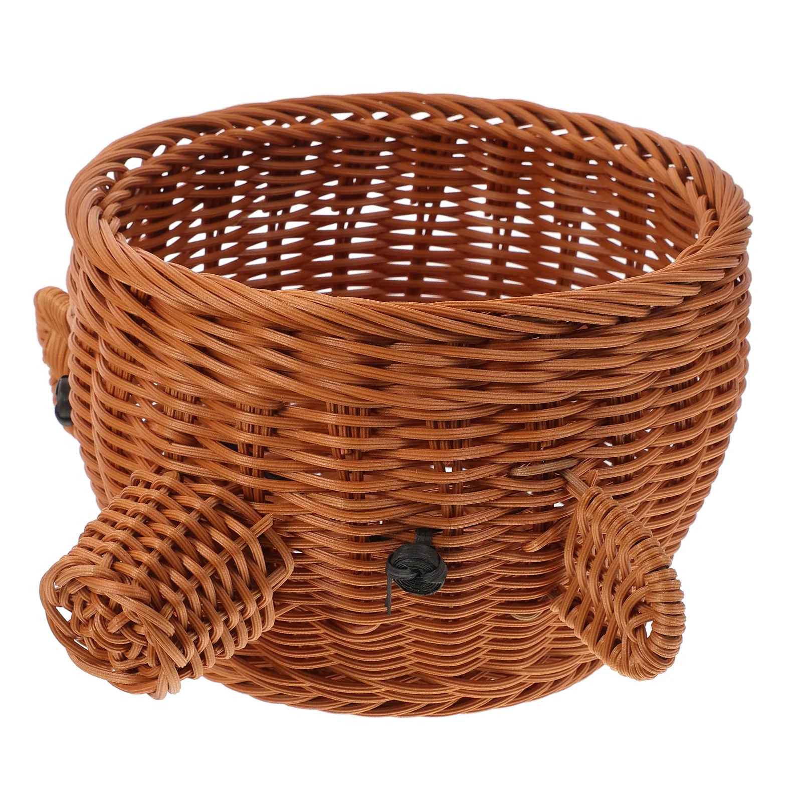 

Pig Head Fruit Basket Round Woven Seagrass Storage Basket For Kitchen Home Decor Bread Snacks Organizer Rattan Table Tray