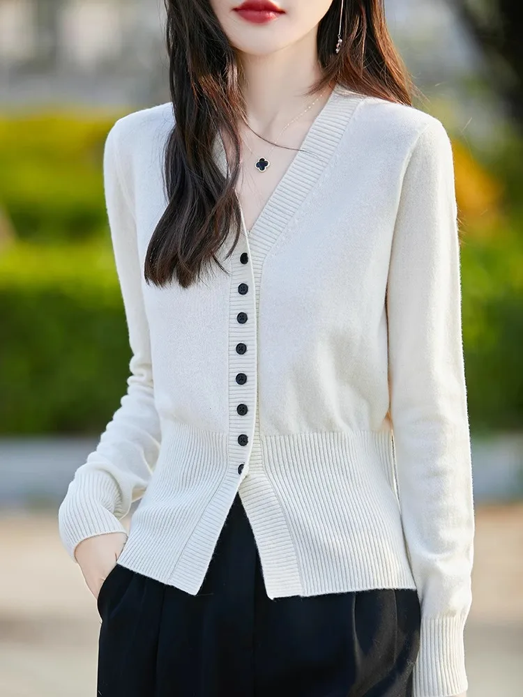 Frühherbst 2024, gestrickte Wollweste für Damen, ort hüftklammernde V-Ne-Strickjacke, erschwingliche Oberteil, mehrlagige Kleidung