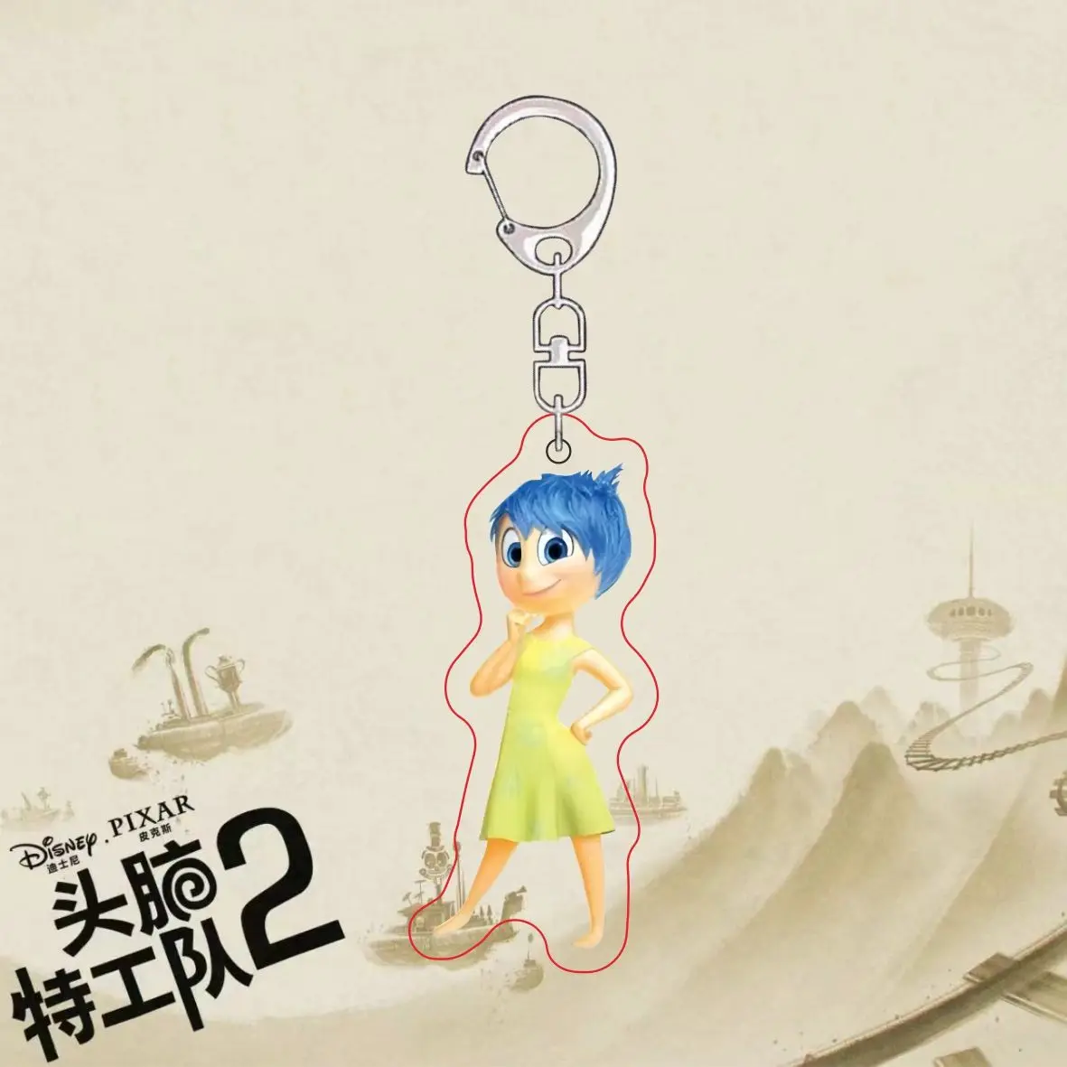 Disney Cartoon Inside Out 2 Movie Peripherals Joy Sadness Anger Anxiety Envy Creative Keychain Bag Pendant Backpack Decoration