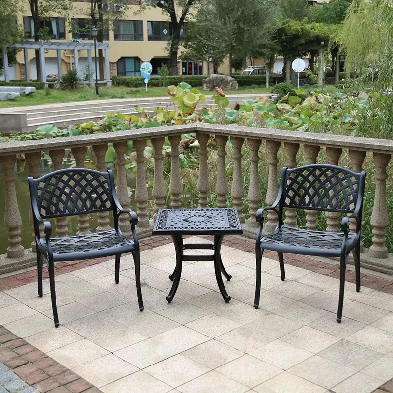 

set of 2pcs cast aluminum chair street porch Garden terrace Balcony chair all weather iron chairs poolside outdoor furniture