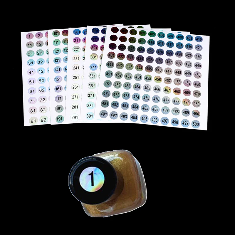 

[YU]1/2/5 Sheet Number 1-500 Laser Marker Stickers For Nail Polish Glue Bottle Waterproof Stickers
