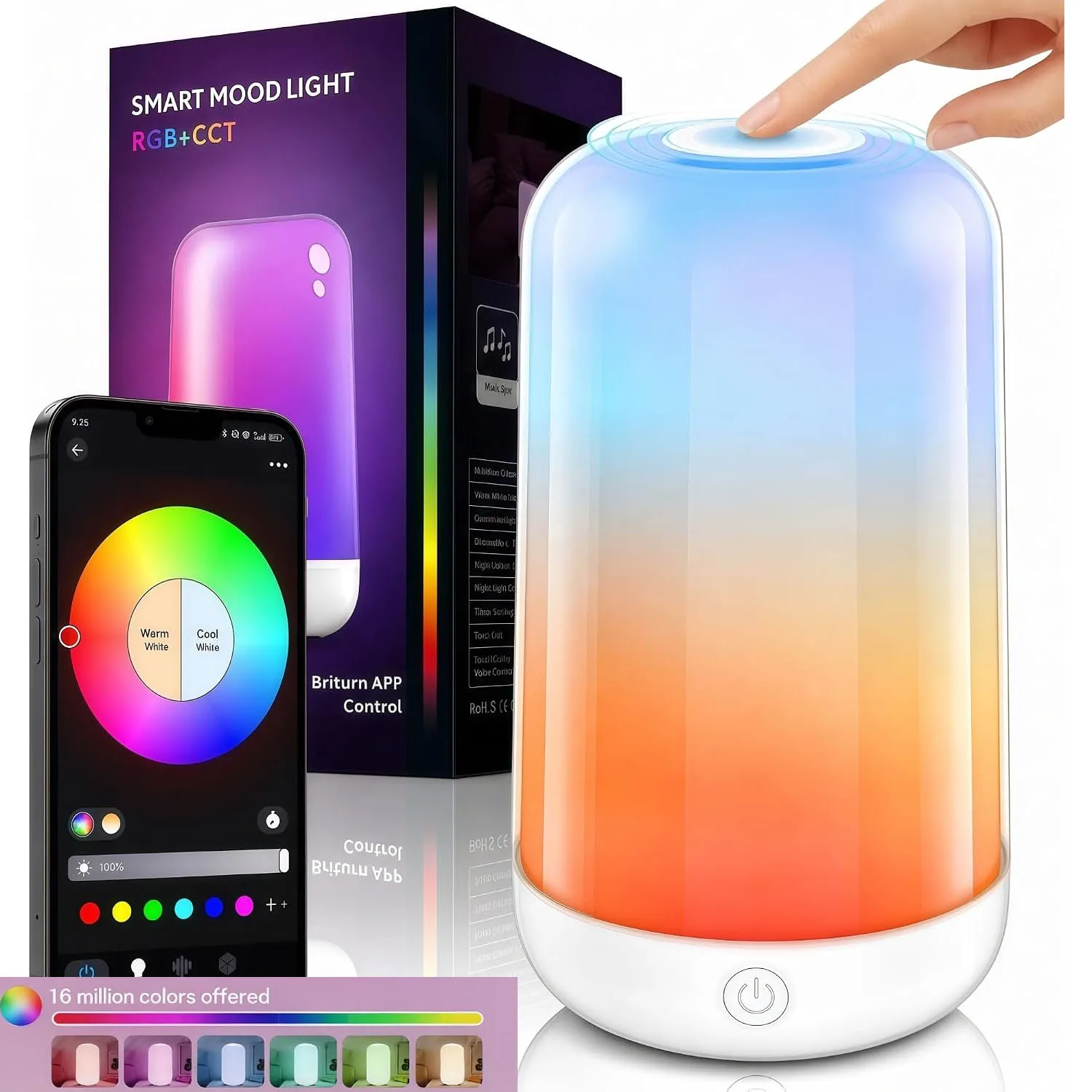 スマートなベッドサイドテーブルランプ。タッチ操作で調光可能なrgb-ledナイトライト。3600mahのusb充電式で、寝室の装飾やクリスマスギフトに最適。