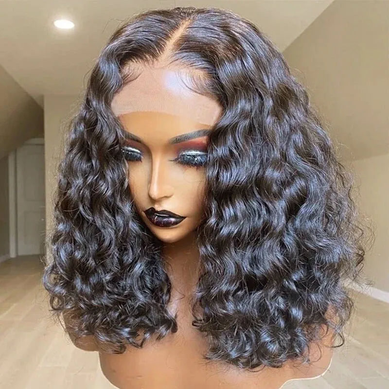 WomenWigs Lace Front Glueless Lâche Bouclés Invisible Perruques Courtes