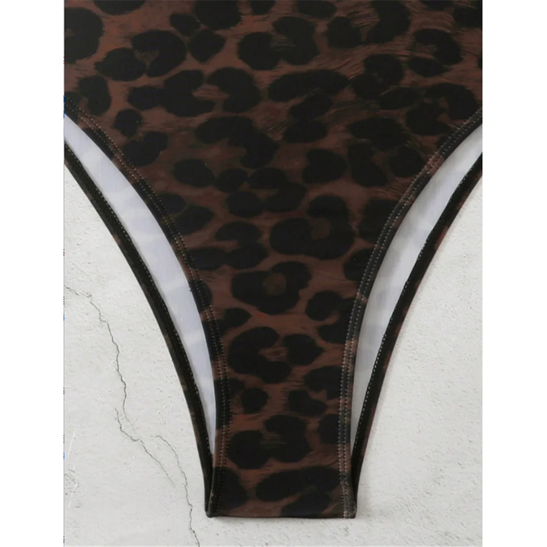 S - XL Neuer Bandeau-Badeanzug mit Leopardenmuster für Damen, einteiliger Badeanzug, weiblicher Monokini-Badeanzug mit hohem Beinausschnitt, Badeanzug, Schwimmanzug V8051 – Detail 9