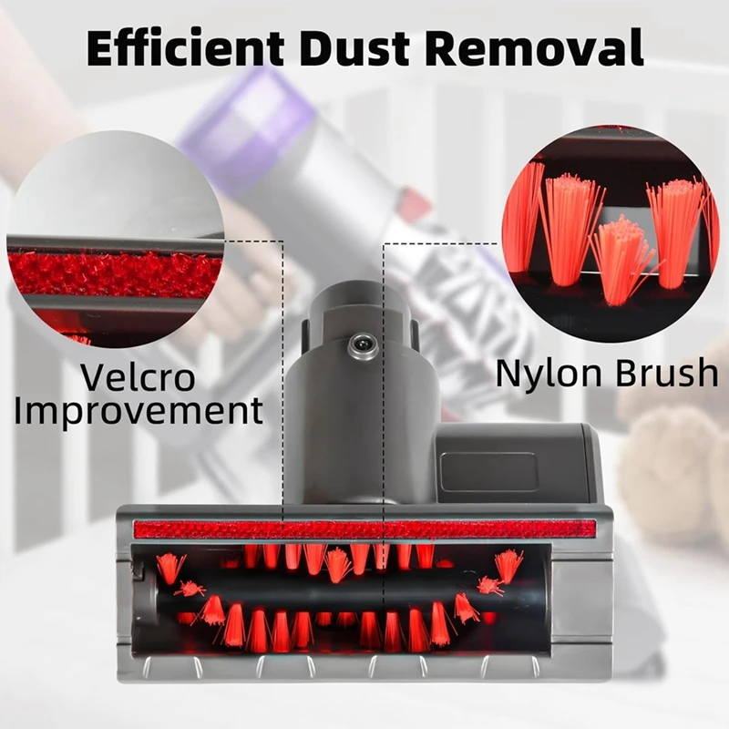 Mini Turbo Brush Head For Dyson V7 V8 V10 V11 V15 Cordless Vacuum Cleaners, Turbine Brush Remove Dust, Hair, Mites, Dirt Durable