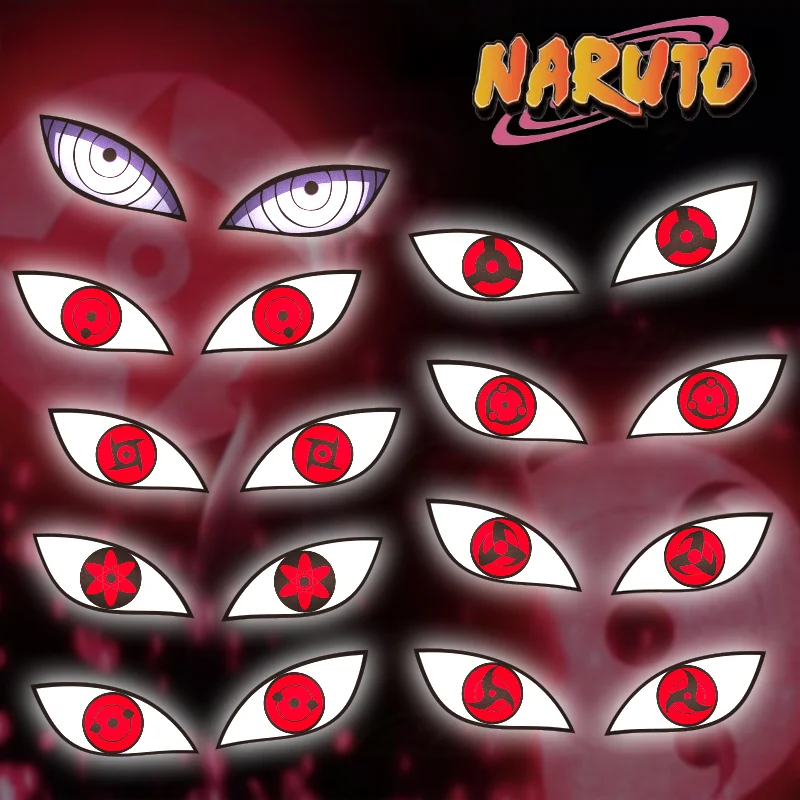 NARUTO Sharingan Anime Reflective Sticker Uchiha Sasuke Car Decoration Sticker Scratch Blocking Tie Children\'s Toy Birthday Gift