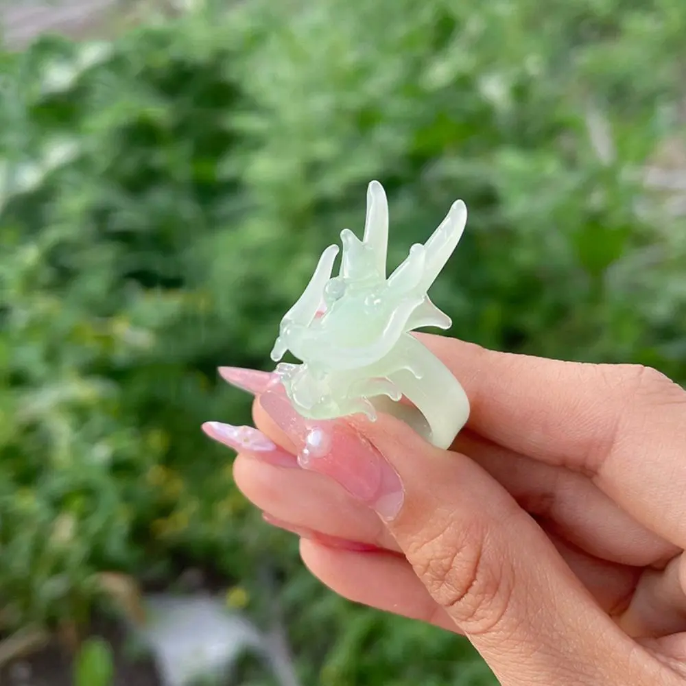 اليدوية الصقيل فراشة خاتم الزجاج الحرف الرائعة الملونة زهرة خاتم خمر مجوهرات التنين الصيني الدائري