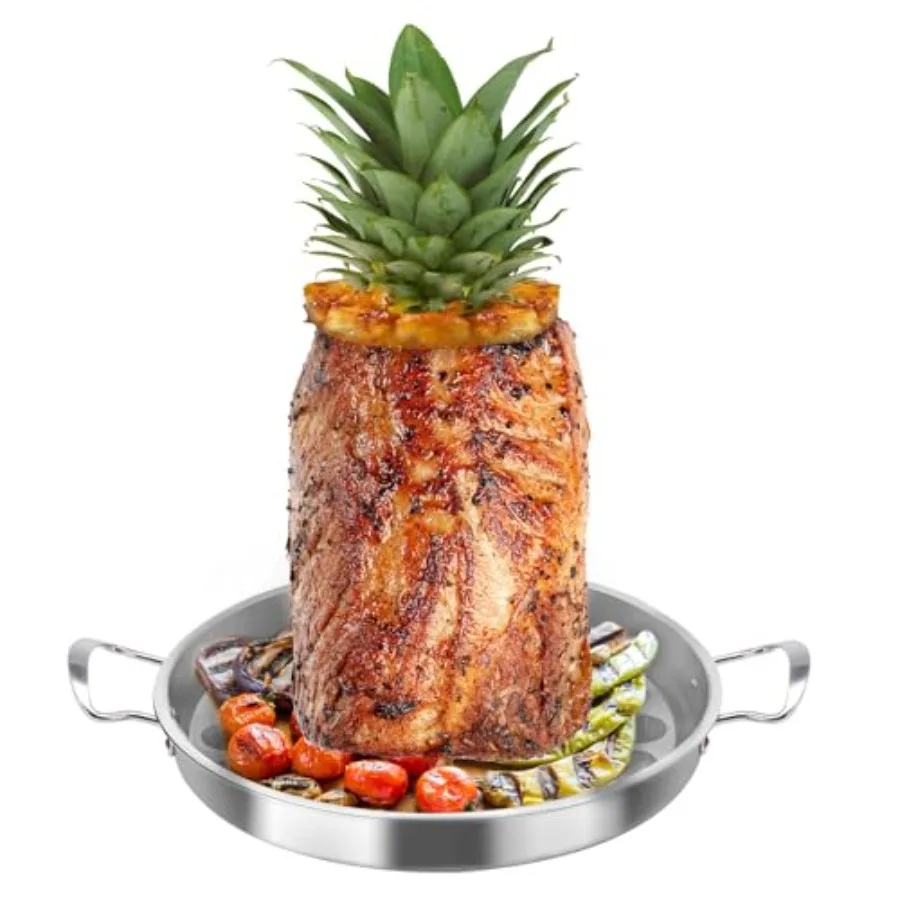 

Stainless Steel Multi-Function Pastor Skewer Turkey Roasting Pan Suitable for Fried Corn Tortillas Al Pastor Shawarma Skewers C