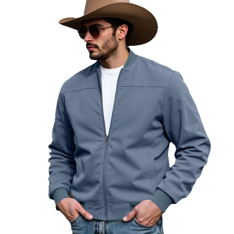 2025 Spring and Autumn New Western Cowboy Men's Jacket Outdoor Casual Hunting Loose Suede High-Quality Soft Zipper Jacket
