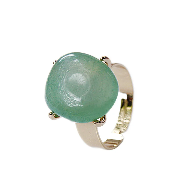 

Handmade genuine cross-border accessories, natural rough stone ring amethyst gold-plated irregular crystal simple jewelry.
