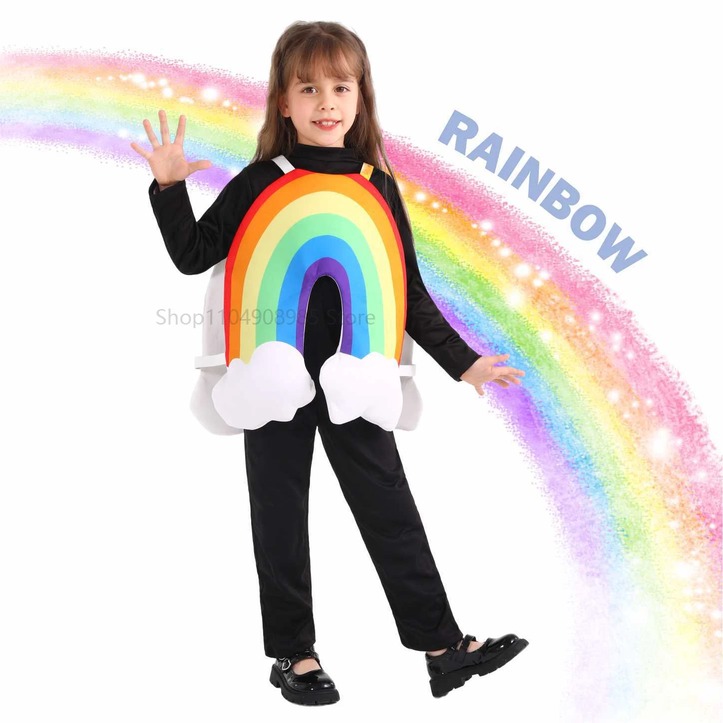 

Kids Rainbow Cosplay Costume Role Play Stage Performance Fancy Dress up for Birthday Gift Themed Party Events Carnivals Holiday