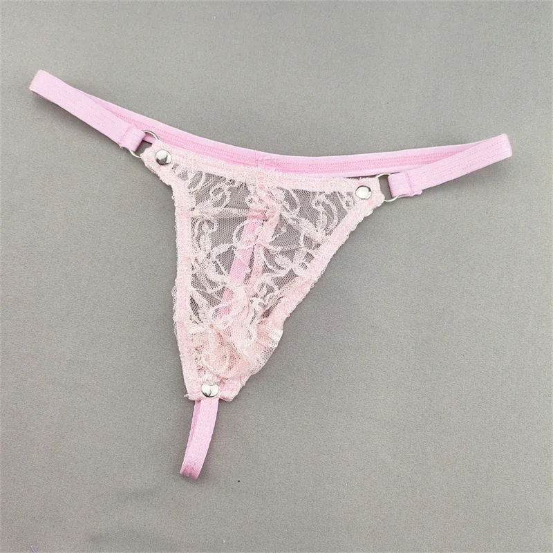 Tanga ultrafino de encaje transparente para hombre, ropa interior Sexy de malla transparente, elástica, transparente, erótica