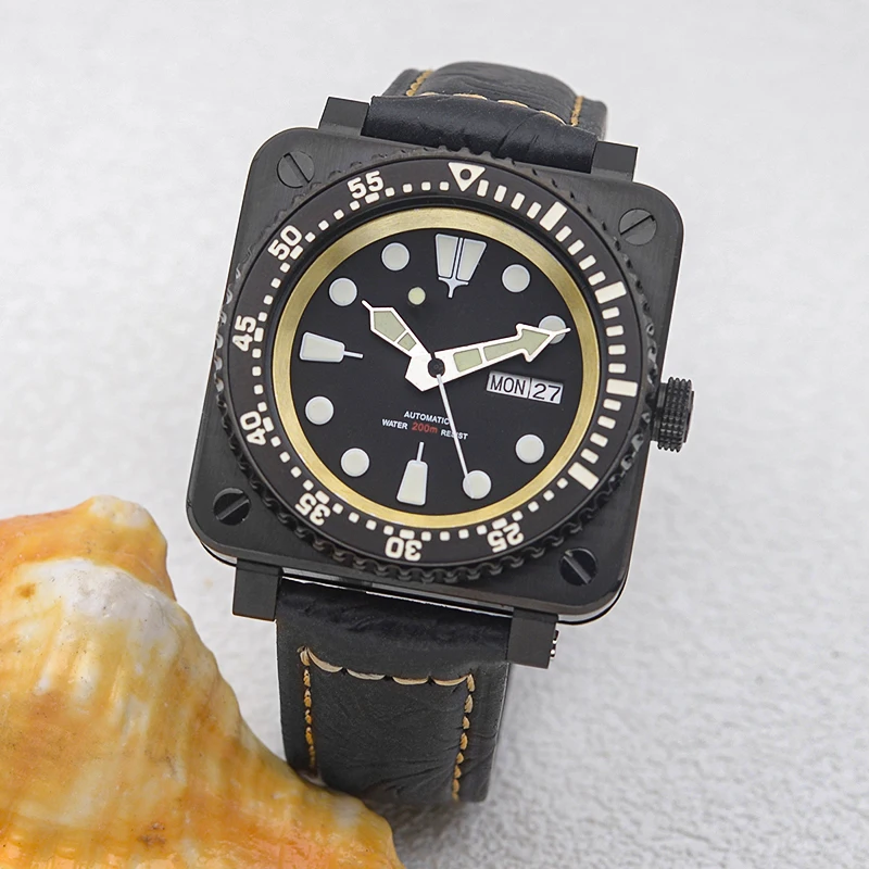 Seiko-ステンレススチール製時計,28.5mmダイヤル,n h35,nh36,自動移動,防水,20atm