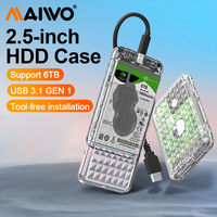 MAIWO 2.5 Inch HDD Enclosure SATA To USB 3.0 External Hard Drive Case Transparent Type-C SATA HDD SSD Case 6TB for PC Laptop