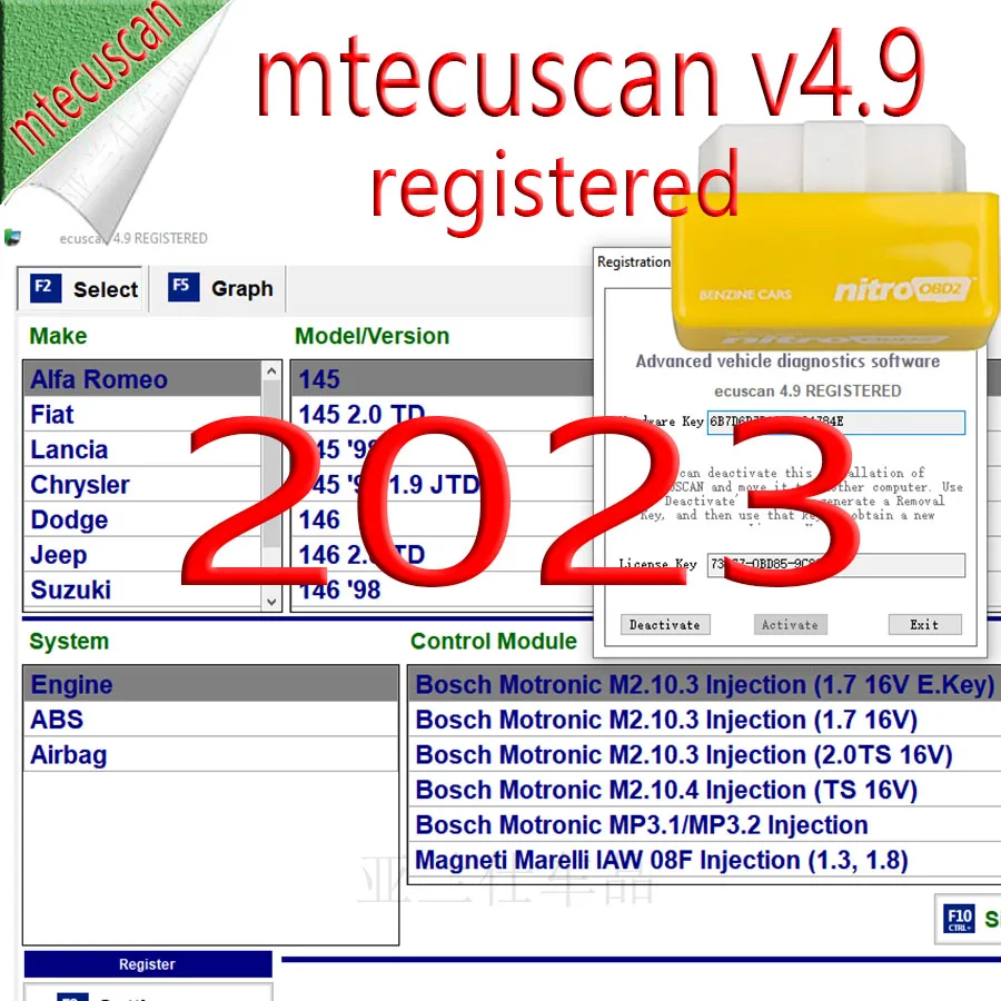 2023 for Fiat Multi Ecuscan Diagnostic V5.0 Registered Multi Ecu for Alfa Romeo Can Work with ELM327