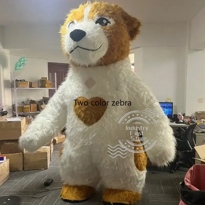 Mascot White Yellow Dog Inflatable Costume Cute Blow Up Dog Toys for Dog Christmas Plush Furry Mascot Anim Cosplay